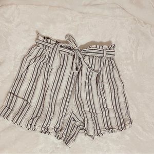 Blue and White Striped Cloth Shorts